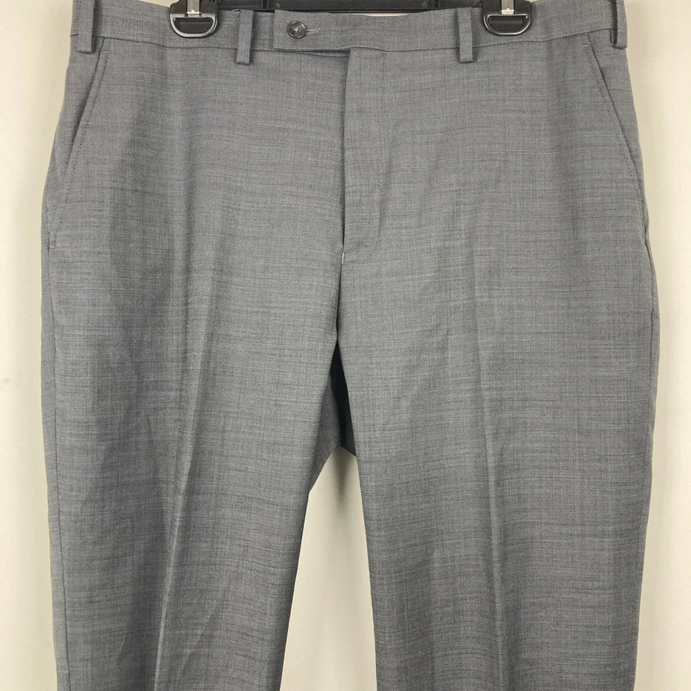 Calvin Klein Mens Slim fit Dress Pants 36 / 32 Dark‎ Grey Solid Stretch